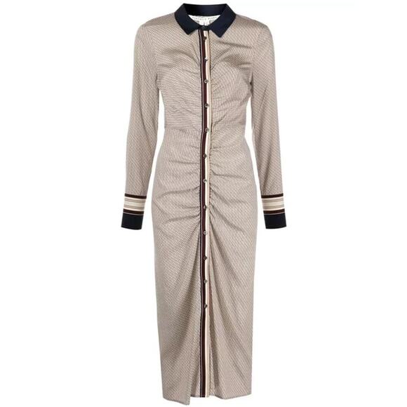 Veronica Beard Silk Print Button Front Shirt Midi Dress Women's Size 10 NWT